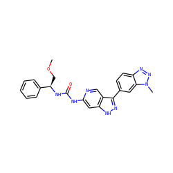 COC[C@@H](NC(=O)Nc1cc2[nH]nc(-c3ccc4nnn(C)c4c3)c2cn1)c1ccccc1 ZINC000261190160