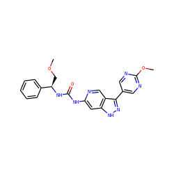 COC[C@@H](NC(=O)Nc1cc2[nH]nc(-c3cnc(OC)nc3)c2cn1)c1ccccc1 ZINC000261082584