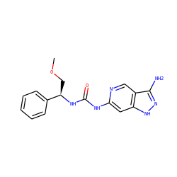 COC[C@@H](NC(=O)Nc1cc2[nH]nc(N)c2cn1)c1ccccc1 ZINC000210699271
