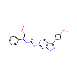 COC[C@@H](NC(=O)Nc1cc2[nH]nc(N3CC(OC)C3)c2cn1)c1ccccc1 ZINC000210699193