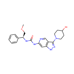 COC[C@@H](NC(=O)Nc1cc2[nH]nc(N3CCC(O)CC3)c2cn1)c1ccccc1 ZINC001772641768