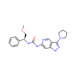 COC[C@@H](NC(=O)Nc1cc2[nH]nc(N3CCCC3)c2cn1)c1ccccc1 ZINC001772605210