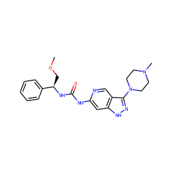 COC[C@@H](NC(=O)Nc1cc2[nH]nc(N3CCN(C)CC3)c2cn1)c1ccccc1 ZINC001772645162