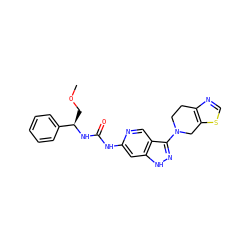 COC[C@@H](NC(=O)Nc1cc2[nH]nc(N3CCc4ncsc4C3)c2cn1)c1ccccc1 ZINC001772582225