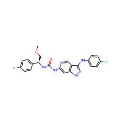 COC[C@@H](NC(=O)Nc1cc2[nH]nc(Nc3ccc(F)cc3)c2cn1)c1ccc(F)cc1 ZINC000210831284