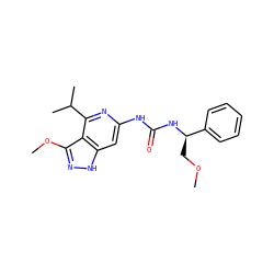 COC[C@@H](NC(=O)Nc1cc2[nH]nc(OC)c2c(C(C)C)n1)c1ccccc1 ZINC000209402773