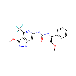 COC[C@@H](NC(=O)Nc1cc2[nH]nc(OC)c2c(C(F)(F)F)n1)c1ccccc1 ZINC000209327762
