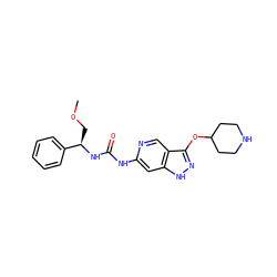 COC[C@@H](NC(=O)Nc1cc2[nH]nc(OC3CCNCC3)c2cn1)c1ccccc1 ZINC001772647548