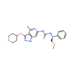 COC[C@@H](NC(=O)Nc1cc2[nH]nc(OC3CCOCC3)c2c(C)n1)c1ccccc1 ZINC000209322838