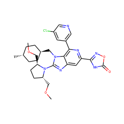 COC[C@@H]1CC[C@@H](COC)N1c1nc2cc(-c3noc(=O)[nH]3)nc(-c3cncc(Cl)c3)c2n1C[C@H]1CC[C@H](C)CC1 ZINC000261145864