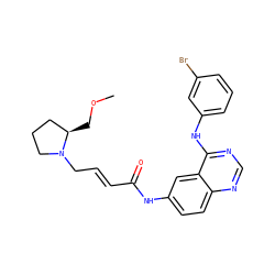 COC[C@@H]1CCCN1C/C=C/C(=O)Nc1ccc2ncnc(Nc3cccc(Br)c3)c2c1 ZINC000013863674