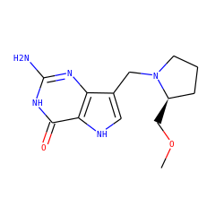 COC[C@@H]1CCCN1Cc1c[nH]c2c(=O)[nH]c(N)nc12 ZINC000034802532