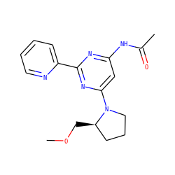 COC[C@@H]1CCCN1c1cc(NC(C)=O)nc(-c2ccccn2)n1 ZINC000040980801