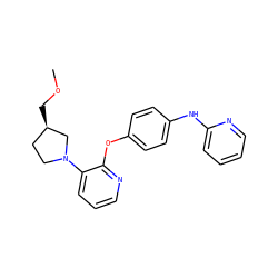 COC[C@@H]1CCN(c2cccnc2Oc2ccc(Nc3ccccn3)cc2)C1 ZINC000138920654