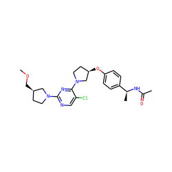 COC[C@@H]1CCN(c2ncc(Cl)c(N3CC[C@@H](Oc4ccc([C@H](C)NC(C)=O)cc4)C3)n2)C1 ZINC000261144561