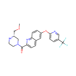 COC[C@@H]1CN(C(=O)c2ccc3cc(Oc4ccc(C(F)(F)F)cn4)ccc3n2)CCN1 ZINC001772603162