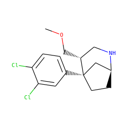 COC[C@@H]1CN[C@H]2CC[C@]1(c1ccc(Cl)c(Cl)c1)C2 ZINC000145922982