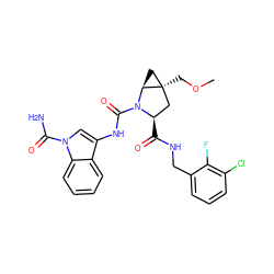 COC[C@]12C[C@@H](C(=O)NCc3cccc(Cl)c3F)N(C(=O)Nc3cn(C(N)=O)c4ccccc34)[C@H]1C2 ZINC000148363493