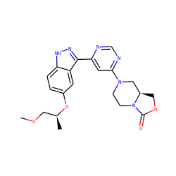 COC[C@H](C)Oc1ccc2[nH]nc(-c3cc(N4CCN5C(=O)OC[C@@H]5C4)ncn3)c2c1 ZINC000225566881