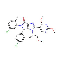 COC[C@H](C)n1c(-c2cnc(OC)nc2OC)nc2c1[C@H](c1ccc(Cl)cc1)N(c1cc(Cl)ccc1C)C2=O ZINC000142626537