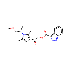 COC[C@H](C)n1c(C)cc(C(=O)COC(=O)c2[nH]nc3ccccc23)c1C ZINC000004823178