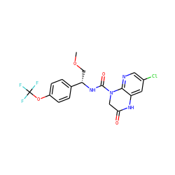 COC[C@H](NC(=O)N1CC(=O)Nc2cc(Cl)cnc21)c1ccc(OC(F)(F)F)cc1 ZINC001772615736