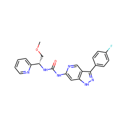 COC[C@H](NC(=O)Nc1cc2[nH]nc(-c3ccc(F)cc3)c2cn1)c1ccccn1 ZINC000261180926