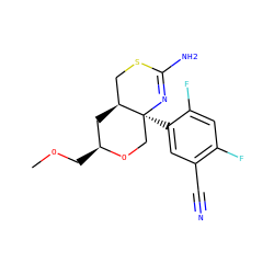 COC[C@H]1C[C@H]2CSC(N)=N[C@@]2(c2cc(C#N)c(F)cc2F)CO1 ZINC000147751063