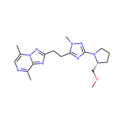 COC[C@H]1CCCN1c1nc(CCc2nc3c(C)ncc(C)n3n2)n(C)n1 ZINC000217422648