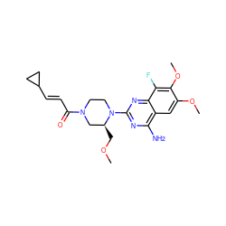 COC[C@H]1CN(C(=O)/C=C/C2CC2)CCN1c1nc(N)c2cc(OC)c(OC)c(F)c2n1 ZINC001772613013