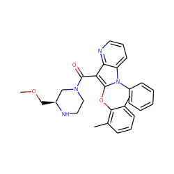 COC[C@H]1CN(C(=O)c2c(Oc3c(C)cccc3C)n(-c3ccccc3)c3cccnc23)CCN1 ZINC000072182471
