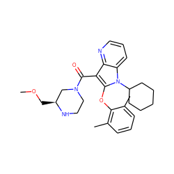 COC[C@H]1CN(C(=O)c2c(Oc3c(C)cccc3C)n(C3CCCCC3)c3cccnc23)CCN1 ZINC000072182470