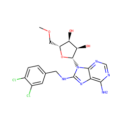 COC[C@H]1O[C@@H](n2c(NCc3ccc(Cl)c(Cl)c3)nc3c(N)ncnc32)[C@H](O)[C@@H]1O ZINC000040406529