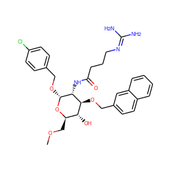 COC[C@H]1O[C@H](OCc2ccc(Cl)cc2)[C@H](NC(=O)CCCN=C(N)N)[C@@H](OCc2ccc3ccccc3c2)[C@@H]1O ZINC000064416902