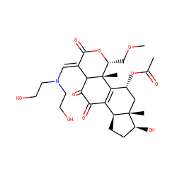 COC[C@H]1OC(=O)/C(=C/N(CCO)CCO)C2C(=O)C(=O)C3=C([C@H](OC(C)=O)C[C@]4(C)[C@@H](O)CC[C@@H]34)[C@]21C ZINC000029134044