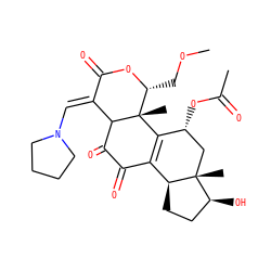 COC[C@H]1OC(=O)/C(=C/N2CCCC2)C2C(=O)C(=O)C3=C([C@H](OC(C)=O)C[C@]4(C)[C@@H](O)CC[C@@H]34)[C@]21C ZINC000029134626