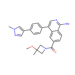 COC1(C)CN(C(=O)c2ccc3c(N)ncc(-c4ccc(-c5cnn(C)c5)cc4)c3c2)C1 ZINC000653823855