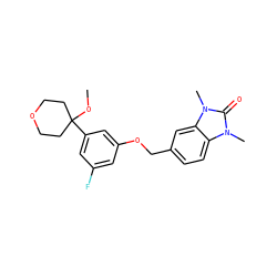 COC1(c2cc(F)cc(OCc3ccc4c(c3)n(C)c(=O)n4C)c2)CCOCC1 ZINC000000603619