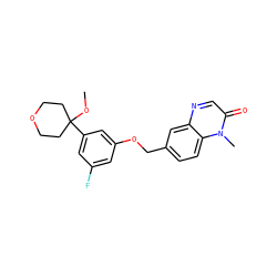 COC1(c2cc(F)cc(OCc3ccc4c(c3)ncc(=O)n4C)c2)CCOCC1 ZINC000013725506