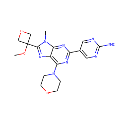 COC1(c2nc3c(N4CCOCC4)nc(-c4cnc(N)nc4)nc3n2C)COC1 ZINC000653861724