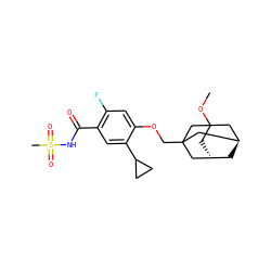 COC12C[C@H]3C[C@@H](CC(COc4cc(F)c(C(=O)NS(C)(=O)=O)cc4C4CC4)(C3)C1)C2 ZINC000225211763