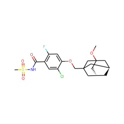 COC12C[C@H]3C[C@@H](CC(COc4cc(F)c(C(=O)NS(C)(=O)=O)cc4Cl)(C3)C1)C2 ZINC000225223855