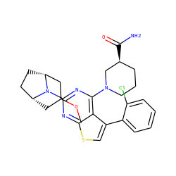 COC1C[C@@H]2CC[C@H](C1)N2c1nc(N2CCC[C@H](C(N)=O)C2)c2c(-c3ccccc3Cl)csc2n1 ZINC000146451149
