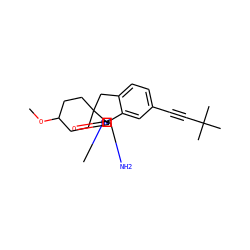 COC1CCC2(CC1)Cc1ccc(C#CC(C)(C)C)cc1[C@]21N=C(N)N(C)C1=O ZINC000201259556
