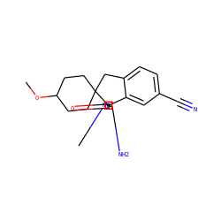 COC1CCC2(CC1)Cc1ccc(C#N)cc1[C@@]21N=C(N)N(C)C1=O ZINC000204027489