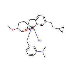 COC1CCC2(CC1)Cc1ccc(CCC3CC3)cc1[C@@]21N=C(N)N(Cc2cccc(N(C)C)c2)C1=O ZINC000140583383