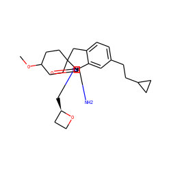 COC1CCC2(CC1)Cc1ccc(CCC3CC3)cc1[C@]21N=C(N)N(C[C@@H]2CCO2)C1=O ZINC000143451948