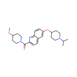 COC1CCN(C(=O)c2ccc3cc(OC4CCN(C(C)C)CC4)ccc3n2)CC1 ZINC000043079909