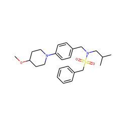 COC1CCN(c2ccc(CN(CC(C)C)S(=O)(=O)Cc3ccccc3)cc2)CC1 ZINC000224307209