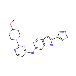 COC1CCN(c2nccc(Nc3cc4[nH]c(-c5cn[nH]c5)cc4cn3)n2)CC1 ZINC000219083018